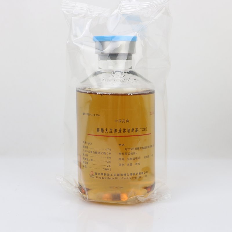 胰酪大豆胨液体培养基（TSB）瓶装（250ml）/用于药品或生物制品中需氧菌和真菌的培养，也是细菌增菌通用培养基 Trypticase(Tryptic) Soy Broth