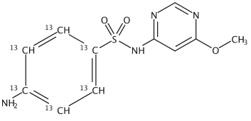 甲醇中磺胺间甲氧嘧啶-13C6溶液，1000μg/mL Sulfamonomethoxine-13C6 Solution in Methanol, 1000μg/mL