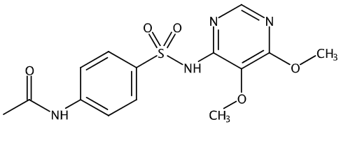 乙腈中N4-乙酰磺胺邻二甲氧嘧啶溶液，100μg/mL N4-Acetylsulfadoxine Solution in Acetonitrile, 100μg/mL