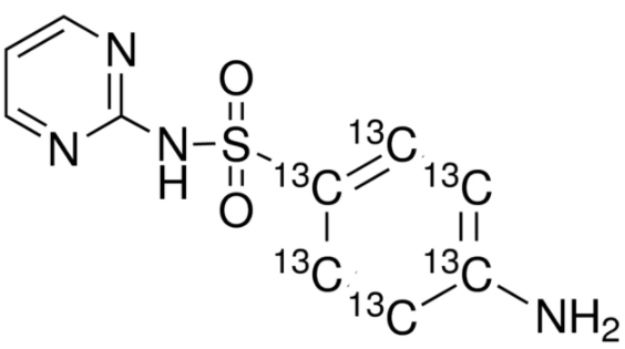 甲醇中磺胺嘧啶-13C6溶液，100μg/mL Sulfadiazine-13C6 Solution in Methanol, 100μg/mL