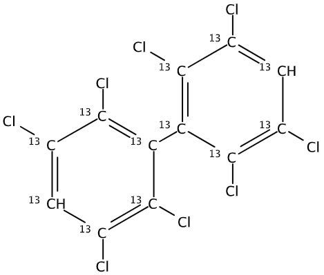 壬烷中2,2',3,3',5,5',6,6'-八氯联苯-13C12溶液，40μg/mL 2,2',3,3',5,5',6,6'-Octachlorobiphenyl-13C12 Solution in Nonane, 40μg/mL
