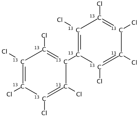 壬烷中2,2',3,3',4,4',5,5',6,6'-十氯联苯-13C12溶液，50μg/mL 2,2',3,3',4,4',5,5',6,6'-Decachlorobiphenyl-13C12 Solution in Nonane, 50μg/mL