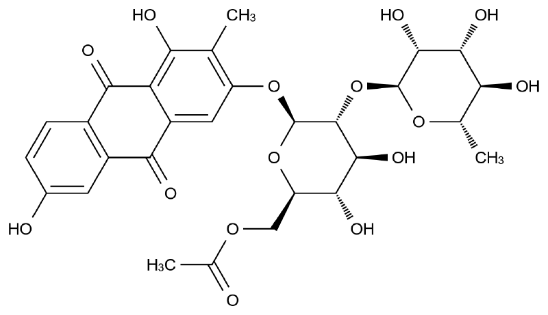 1,3,6-三羟基-2-甲基蒽醌-3-O-α-鼠李糖-（1→2）-β-D-（6’-O-乙酰基）-葡萄糖苷