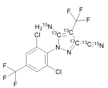 甲醇中氟甲腈-13C4,15N2溶液，100μg/mL Fipronil desulfinyl-13C4,15N2 Solution in Methanol, 100μg/mL